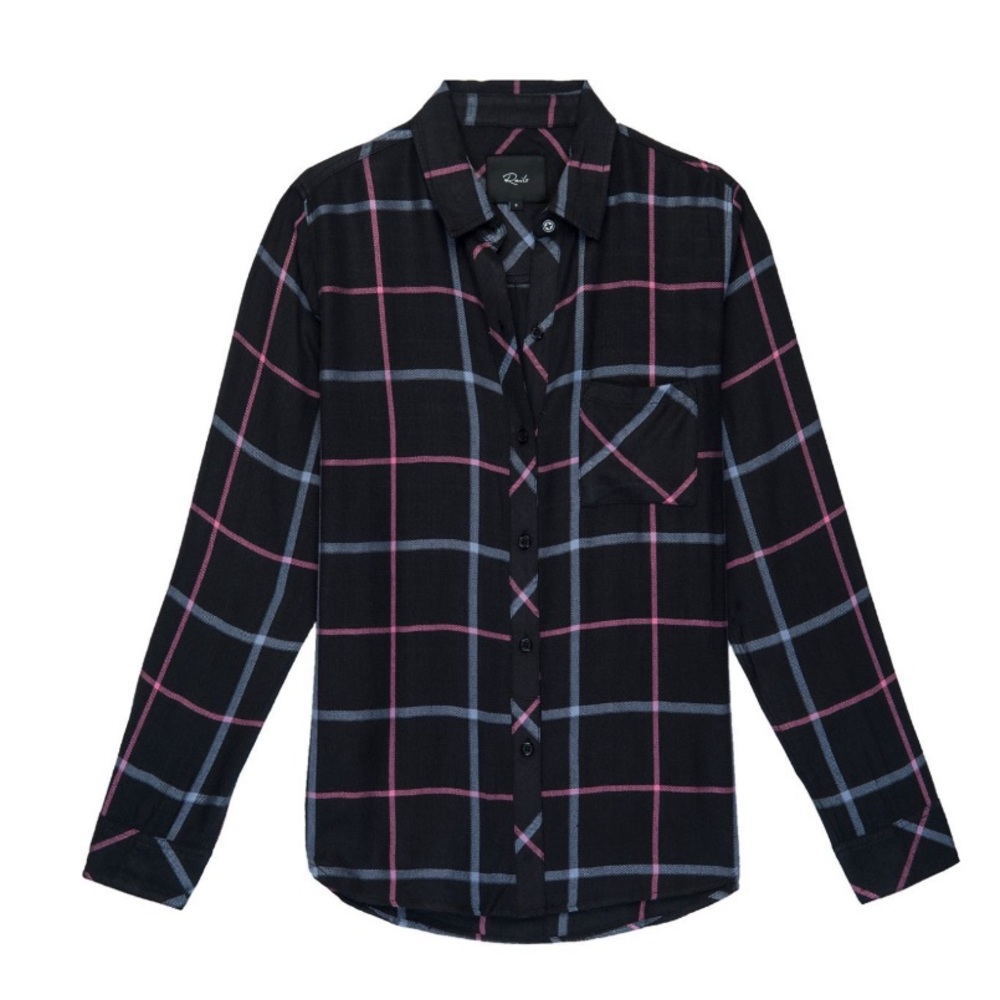 Rails NWT Hunter Black/Aqua/Pink Long-Sleeve Button Up - Women's